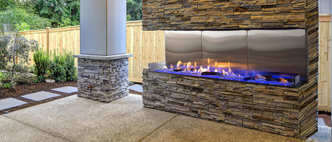 Flare Outdoor Double Corner Fireplaces